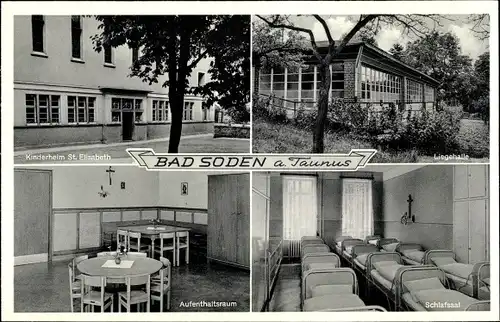 Ak Bad Soden am Taunus Hessen, Kinderheim Sankt Elisabeth, Liegehalle, Schlafsaal