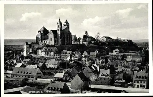 Ak Breisach am Oberrhein, Teilansicht vom Ort mit Blick zur Burg