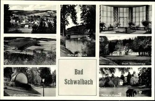 Ak Bad Schwalbach im Taunus, Kurpark, Moorbadehaus, Musikpavillon, Ort