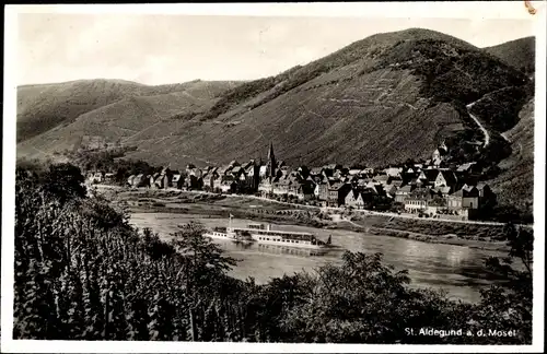 Ak Sankt Aldegund an der Mosel, Totale, Dampfer, Gasthof Friedrichs