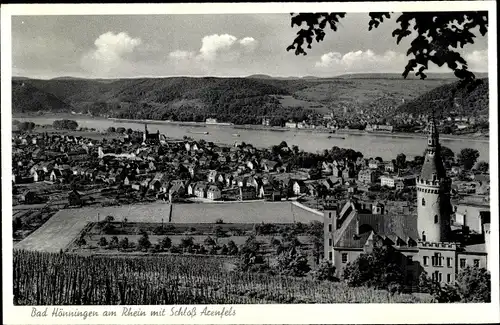 Ak Bad Hönningen am Rhein, Panorama mit Schloss Arenfels