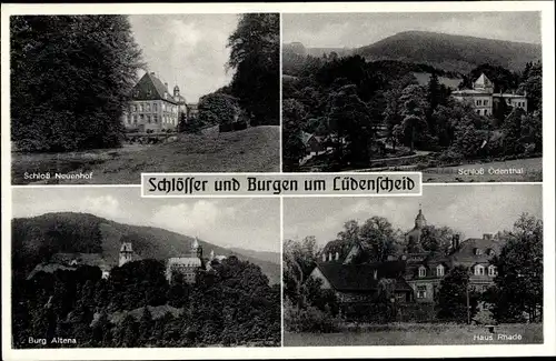 Ak Lüdenscheid im Märkischen Kreis, Schloss Neuenhof, Schloss Odenthal, Haus Rhade, Burg Altena