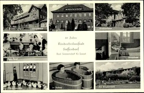 Ak Bad Sassendorf im Kreis Soest, Kinderheilanstalt, Heilgymnastik, Haupthaus, Schlafsaal, Solbad
