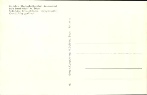 Ak Bad Sassendorf im Kreis Soest, Kinderheilanstalt, Siegfriedsheim, Saline, Gymnastik