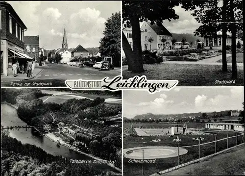 Ak Leichlingen im Rheinland, Stadtpark, Talsperre Diepental, Schwimmbad