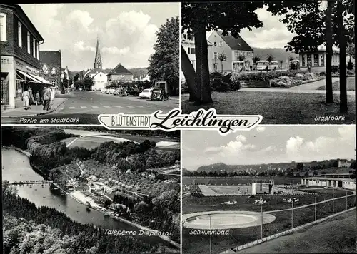 Ak Leichlingen im Rheinland, Stadtpark Talsperre Diepental, Schwimmbad