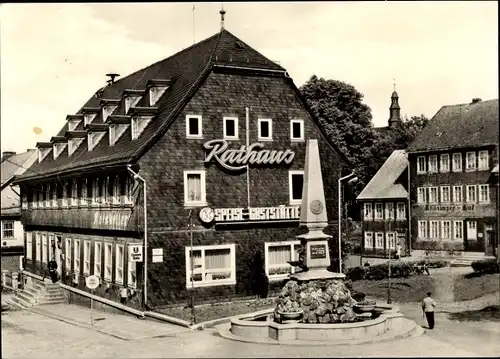 Ak Großbreitenbach in Thüringen, Karl-Marx-Platz, Rathaus, Gaststätte Ratskeller, Thüringer Hof