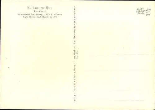 Ak Horn Bad Meinberg im Kreis Lippe, Kurhaus zur Rose, Inh. E. Sautter, Teeraum