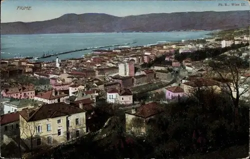 Ak Rijeka Fiume Kroatien, Blick auf den Ort