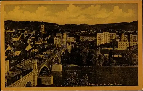 Ak Maribor Marburg an der Drau Slowenien, Blick auf den Ort, Brücke
