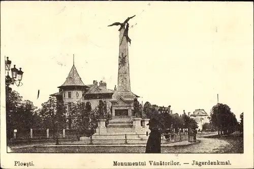 Ak Ploesti Ploiești Rumänien, Jägerdenkmal