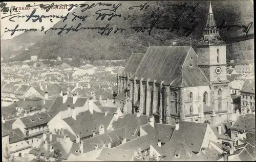 Ak Brașov Brassó Kronstadt Rumänien, Teilansicht mit Kirche