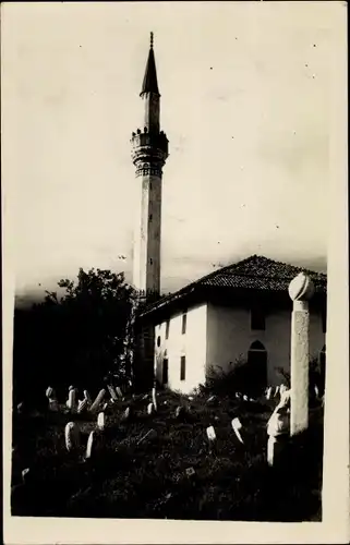 Foto Ak Sarajevo Bosnien Herzegowina, Friedhof, Minarett