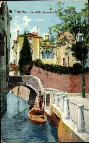 Ak Venezia Venedig Veneto, Rio delle Torreselle, Gondel