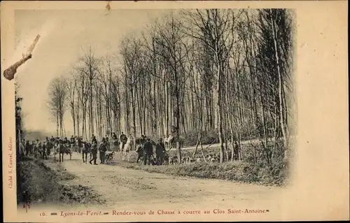 Ak Lyons la Forêt Eure, Rendez vous de Chasse a courre au Clos Saint Antoine