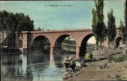 Ak Limoges Haute Vienne, Pont Neuf, Wäscherinnen am Ufer