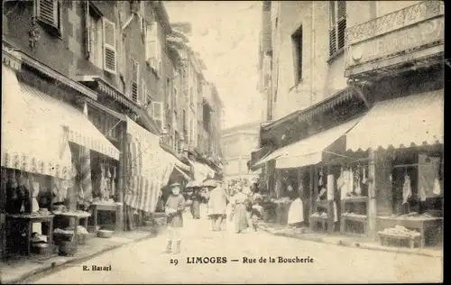 Ak Limoges Haute Vienne, Rue de la Boucherie, Geschäfte