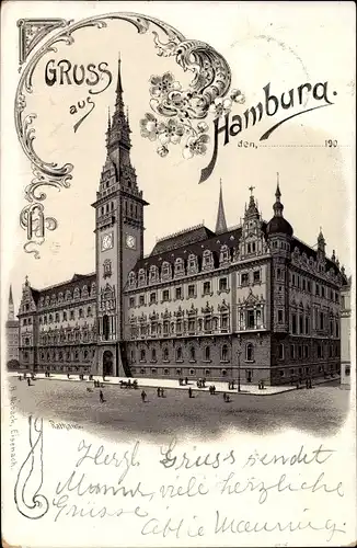 Litho Hamburg Mitte Altstadt, Rathaus