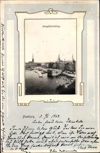 Jugendstil Passepartout Ak Hamburg Mitte Altstadt, Jungfernstieg