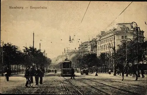 Ak Hamburg Mitte St. Pauli, Ansicht der Reeperbahn, Straßenbahnlinie 9