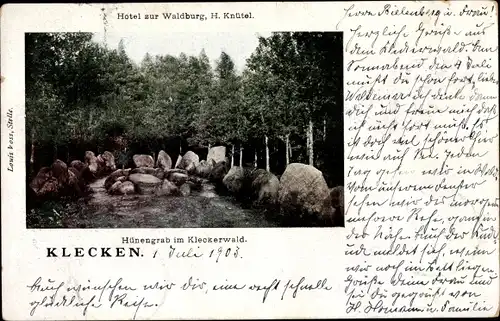 Ak Klecken Rosengarten Niedersachsen, Hünengrab im Kleckerwald