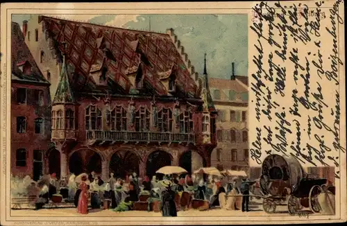 Künstler Ak Kley, Heinrich, Freiburg, Rathaus