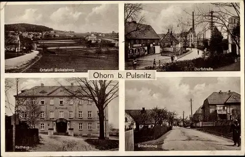Ak Ohorn in Sachsen, Gickelsberg, Dorfstraße, Rathaus, Straßenzug