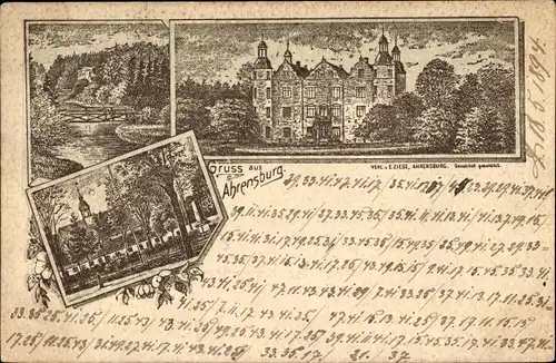 Vorläufer Litho Ahrensburg in Schleswig Holstein, Schloss