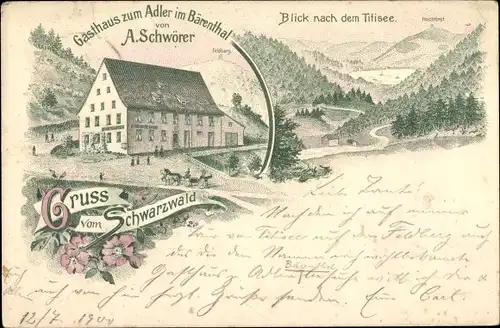 Litho Titisee Neustadt im Breisgau Hochschwarzwald, Gasthaus zum Adler im Bärental