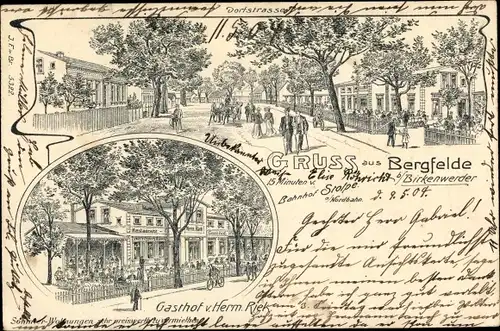 Litho Bergfelde Hohen Neuendorf, Dorfstraße, Gasthof