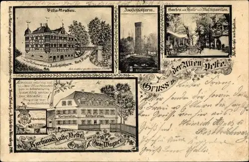 Ak Zirndorf in Mittelfranken, Kurhaus Alte Veste, Villa Neubau, Aussichtsturm
