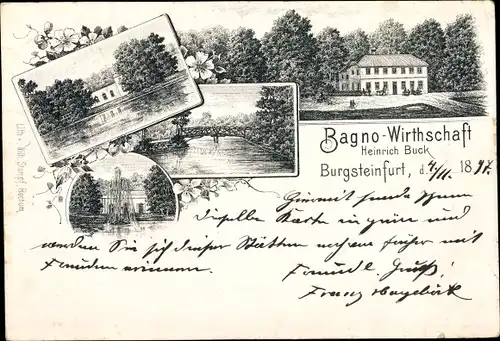 Litho Burgsteinfurt Steinfurt in Nordrhein Westfalen, Bagno Wirtschaft