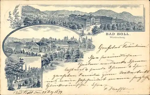 Litho Bad Boll Württemberg, Kurhaus, Gesamtansicht