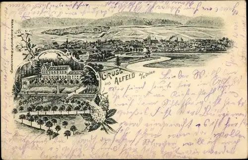 Litho Alfeld an der Leine, Panorama, Hotel Schlehberg