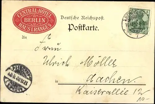 Litho Berlin Mitte, Central Hotel, Bahnhof Friedrichstraße