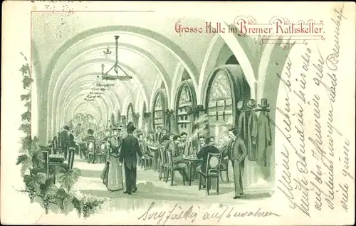 Litho Hansestadt Bremen, Große Halle im Bremer Ratskeller