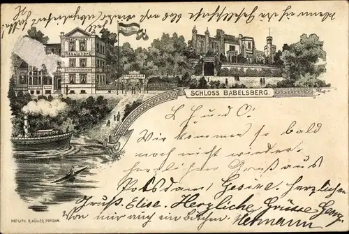 Litho Babelsberg Potsdam in Brandenburg, Schloss, Restaurant