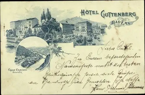 Litho Bad Ems an der Lahn, Hotel Guttenberg