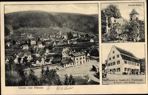 Ak Hirsau Calw im Schwarzwald, Klosterruine, Gasthof zum Waldhorn, Karl Durier, Totalansicht
