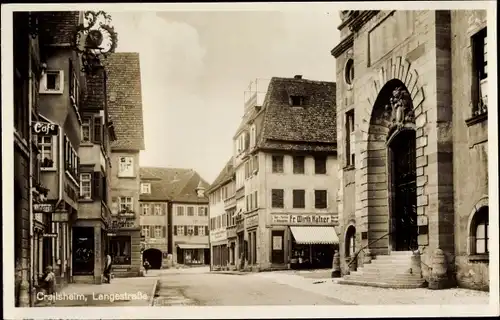 Ak Crailsheim Baden Württemberg, Lange Straße, Cafe, Handlung Wirth Hafner