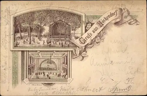 Litho Höckendorf Glauchau in Sachsen, Gasthaus, Innenansicht