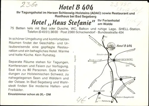 Ak Schackendorf in Schleswig Holstein, Hotel Haus Stefanie, Hotel B 404