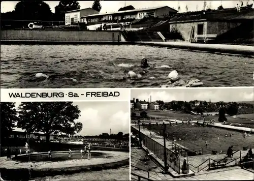 Ak Waldenburg in Sachsen, Freibad