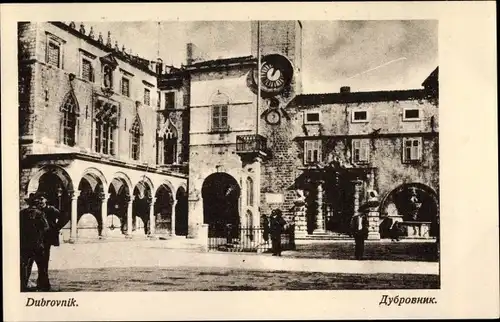 Ak Dubrovnik Kroatien, Stadtpartie, Uhr