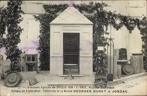 Ak Jonzac Charente Maritime, Concours Agricole 1910, Kiosque en Fibrociment, Maison Georges Dubet