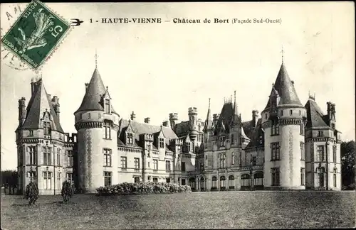 Ak Saint Priest Taurion Haute Vienne, Chateau de Bort, facade