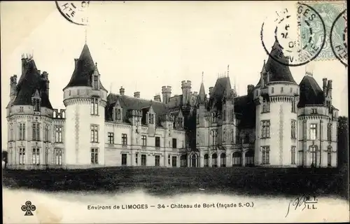 Ak Saint Priest Taurion Haute Vienne, Chateau de Bort, facade