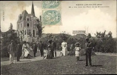 Ak Néris les Bains Allier, Un coin du Parc de la Promenade