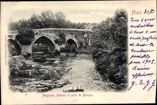 Ak Niort Deux Sèvres, vue de l'Argenton château le pont de Bouzon 