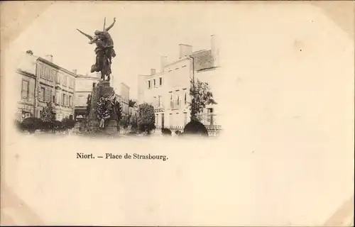 Ak Niort Deux Sèvres, Place de Strasbourg, Monument